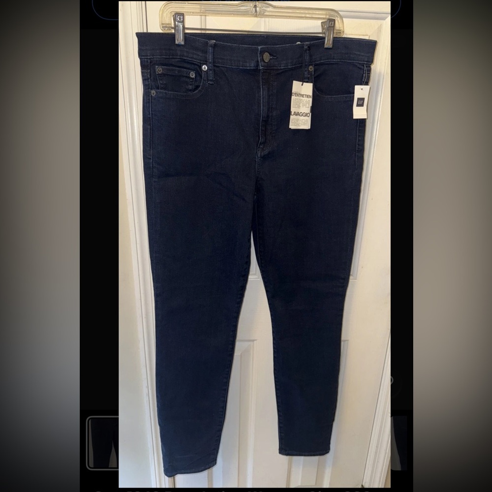 GAP 1969 Resolution Women Size 33R/16 True Skinny Jeans Blue Stretch Dark Wash